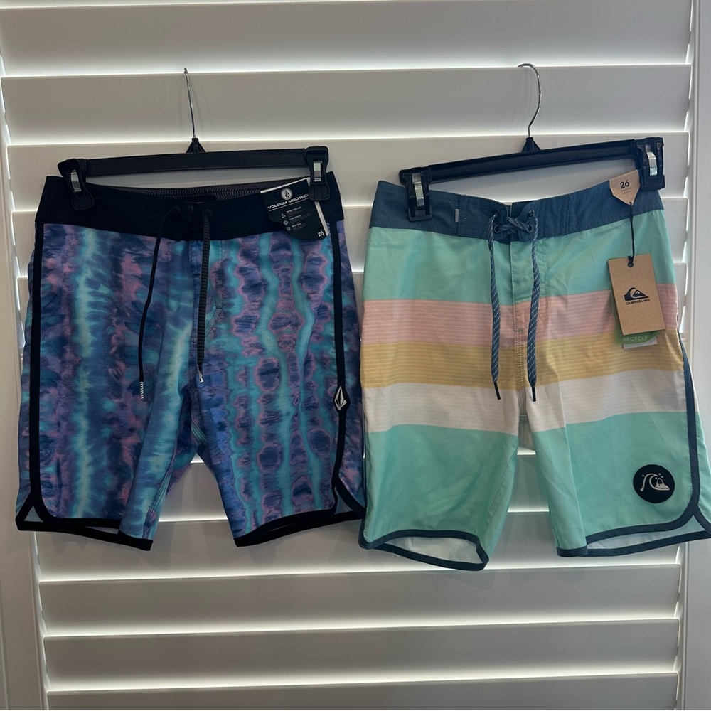 Volcom & Quiksilver Kids Swim Trunks, NWT